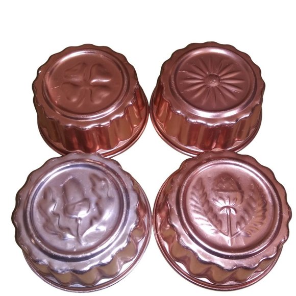 Vintage Copper Aluminum Kitchen Molds Lot of 4 Shamrock Acorn Flower Copper Mold - Picture 1 of 5